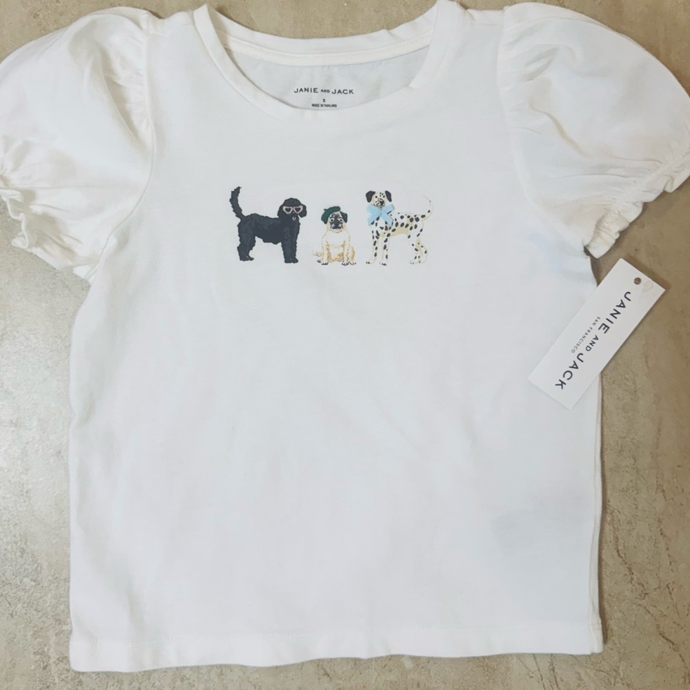 Janie and Jack Dog Friends Puff Sleeve Tee - Picture 9 of 9